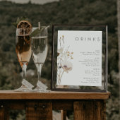 Poster Whimsical Wildflower Ivory Wedding Drinks Menu