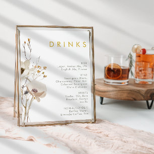 Poster Whimsical Wildflower Wedding Drinks Menu Sign