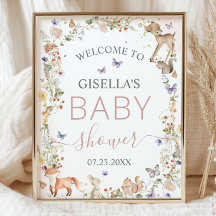 Whimsical Woodland Animals Wildflower Baby Shower