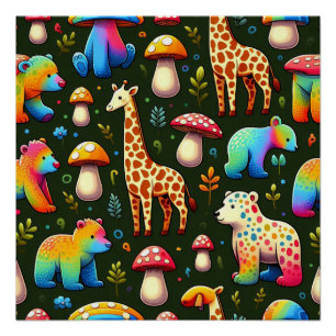 Poster Whimsical Woodland Créatures Motif
