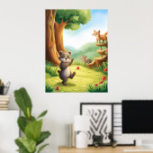 Poster Whimsical Woodland Forest Animaux AI Générique (Bureau à domicile)