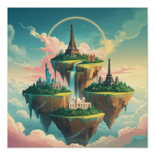 Poster Whimsical World se demande : Le paysage urbain flo (Devant)