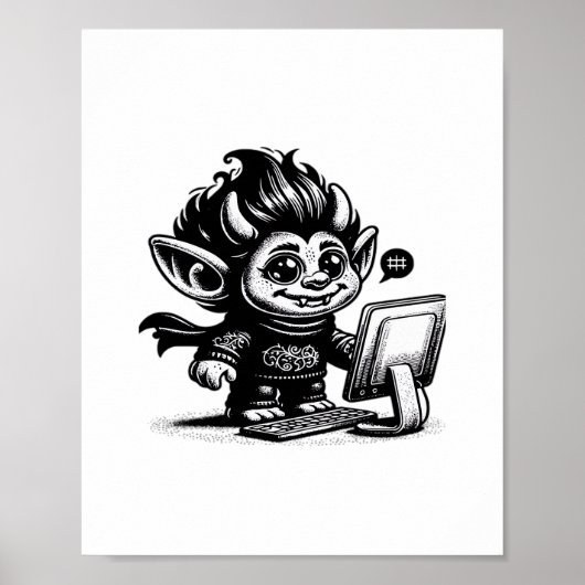Poster Whimsigoth Cyborg Internet Troll Design d'art Vint (Devant)