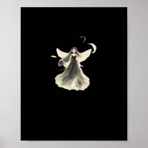 Poster Whimsigoth Girl Fée foncée esthétique avec Vibes C