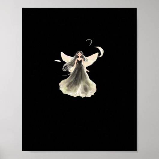 Poster Whimsigoth Girl Fée foncée esthétique avec Vibes C (Devant)
