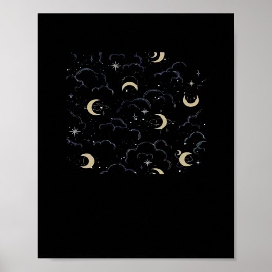 Poster Whimsigoth Nuages Sun Moon Witchy (Devant)