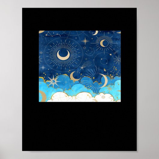 Poster Whimsigoth Nuages Sun Moon Witchy Classic (Devant)