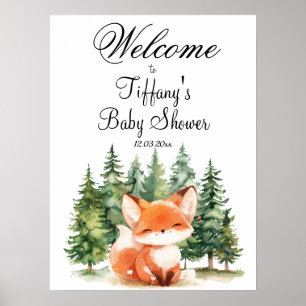 Poster Whimsland Fox Baby shower Bienvenue