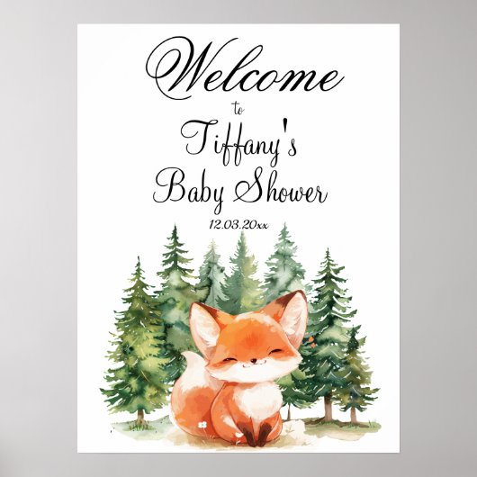 Poster Whimsland Fox Baby shower Bienvenue (Devant)