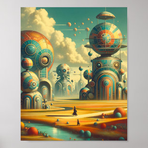 Poster Whimsland Wonderland - Futurisme rétro Vintage