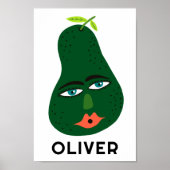 Poster Whimssical Avocado CUSTOM BABY NAME Art (Devant)