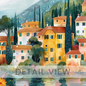 Poster Whimsside Italian Lakeside Village Art Imprimer