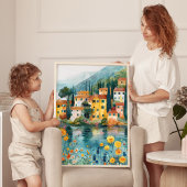 Poster Whimsside Italian Lakeside Village Art Imprimer