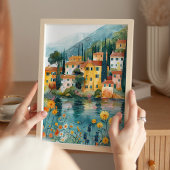 Poster Whimsside Italian Lakeside Village Art Imprimer
