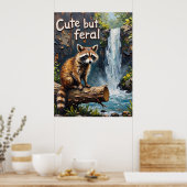 Poster Whimsy des bois : Raccoon près des chutes (Cuisine)