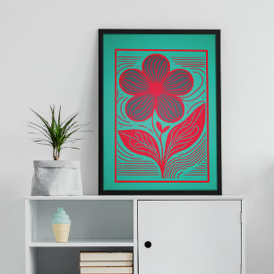 Poster Whimsy en floraison : Floral rétro