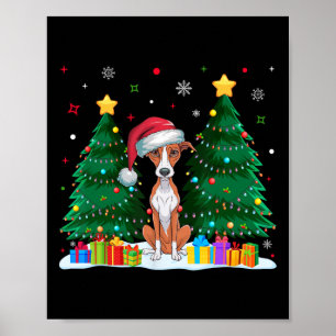 Poster Whippet Amoureux de les chiens Santa Hat Ugly Chri