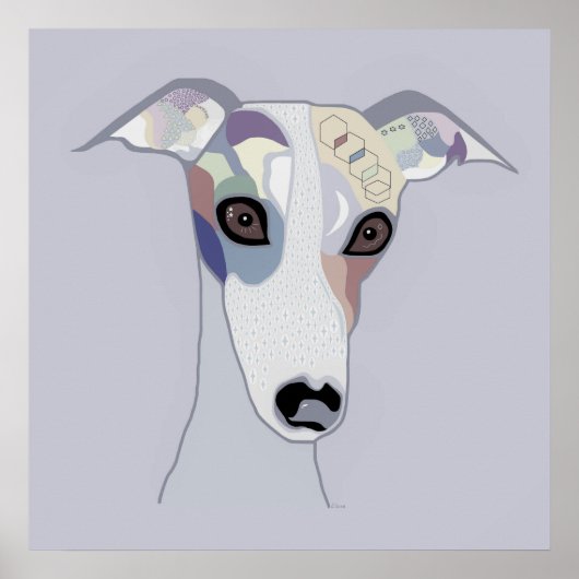 Poster Whippet dans les couleurs de Denim (Devant)