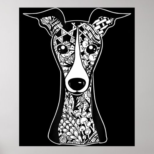 Poster Whippet Lover | Art graphique italien Greyhound Fa (Devant)