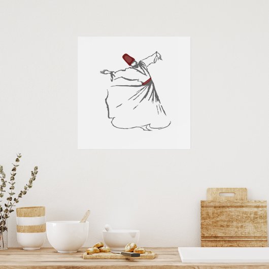 Poster Whirling Dervish - Rouge Maroon (Cuisine)