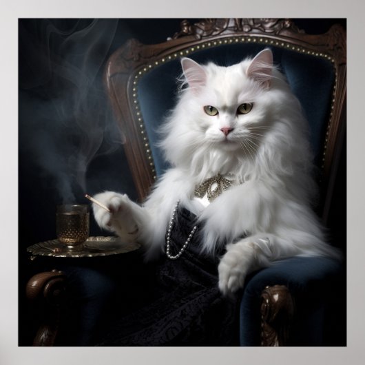 Poster Whiskered Cat Wonders : Portraits numériques de ch (Devant)