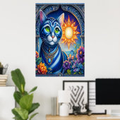 Poster Whiskers of Light : Un chat qui se repose au solei (Bureau à domicile)