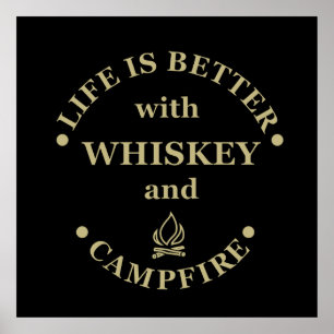 Poster Whiskey cite d'amusants propos de campeurs de camp