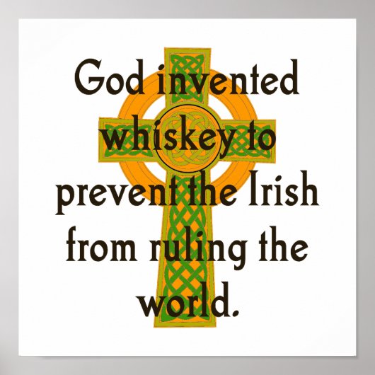 Poster Whiskey Invité de Dieu - Citation irlandaise (Devant)