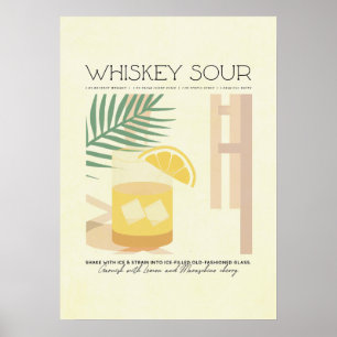 Poster Whiskey Sour Recette Minimaliste Pastel