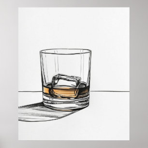 Poster Whiskey sur les rochers verre ligne minimaliste ar