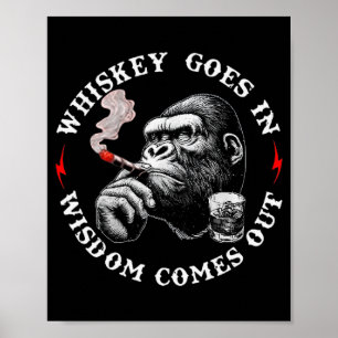 Poster Whisky Entre Sagesse Sort Drôle Singe (sur