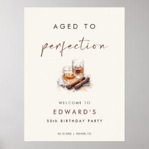 Poster Whisky et cigare de bienvenue pour un anniversaire