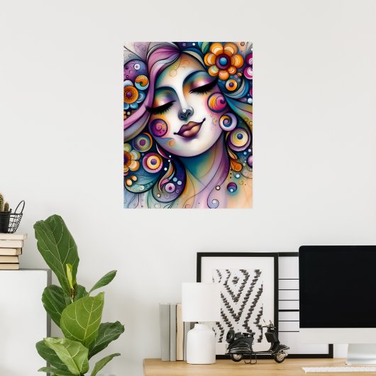 Poster Whispering Whimsical Woman Wall Art (Bureau à domicile)