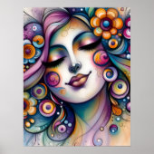 Poster Whispering Whimsical Woman Wall Art (Devant)