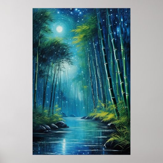 Poster Whispers Lune, Forêt Mystique De Bambou (Devant)