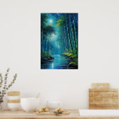 Poster Whispers Lune, Forêt Mystique De Bambou (Cuisine)