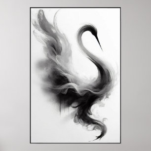 Poster Whispers of a Smoky Crane Abstrait