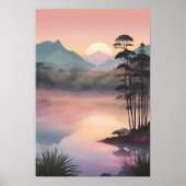 Poster Whispers of Dawn - Serene Sunrise Over Forestry (Devant)