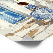 Poster Whispers of the Aegean Santorini Aquarelle (Coin)