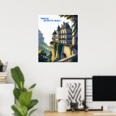 Poster "Whispers of the Château – Elegant Palace Line Art (Bureau à domicile)