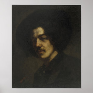 Poster Whistler - Portrait de avec chapeau 1858