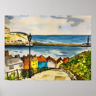Poster Whitby 199 Steps Art original