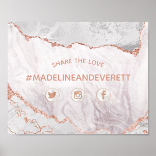 Poster White Agate Partagez le signe social du Mariage d'