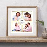 Poster White and Gold 4 Photos Family Photo Collage<br><div class="desc">Upload your favorite photographite make your own unique personalized keepsake photo gift.</div>