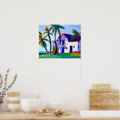 Poster White Beach house Art tropical (Cuisine)