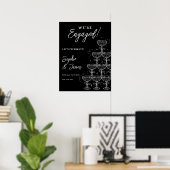 Poster White Black Champagne Tower Engagement Welcome (Bureau à domicile)