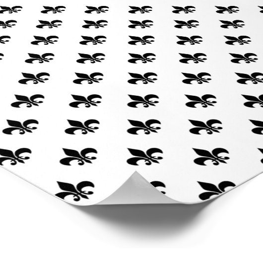 Poster White Black Fleur de Lis Delicate Mardi gras (Coin)