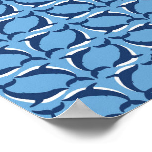 Poster White Blue Whales Yin Yang Sea Animal Ocean Marine