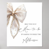 Poster White Bow Aide la maman occupée à s'adresser à une (Devant)