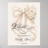 Poster White Bow Bridal Shower Welcome (Devant)